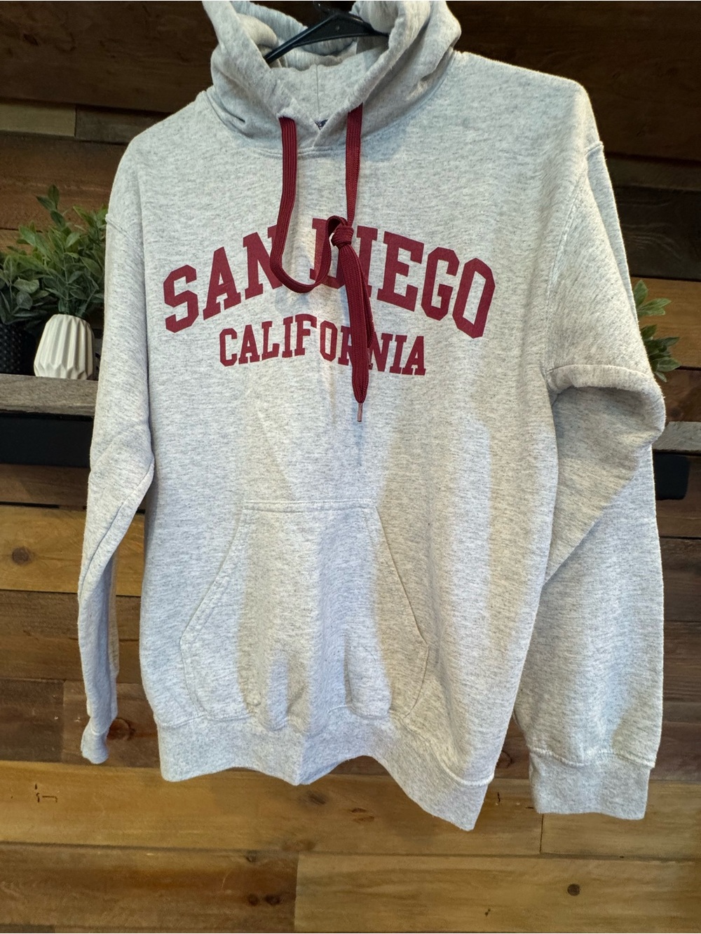 MV Sport Gray Hooded Sweatshirt with Maroon Lettering